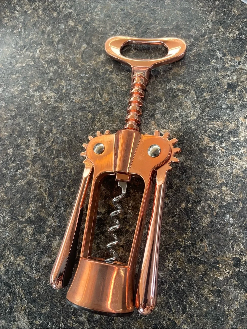 Rose Gold Corkscrew Linen Pouch with Corkscrew Illustration